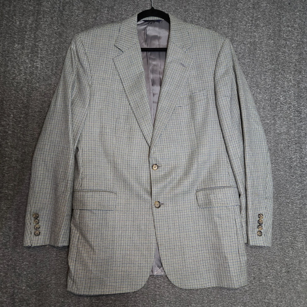 Brooks Brothers 1818 Mens Gray Houndstooth Suit Jacket Blazer 100% Wool 40R